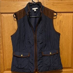 dressbarn Navy and Brown Quilted Vest